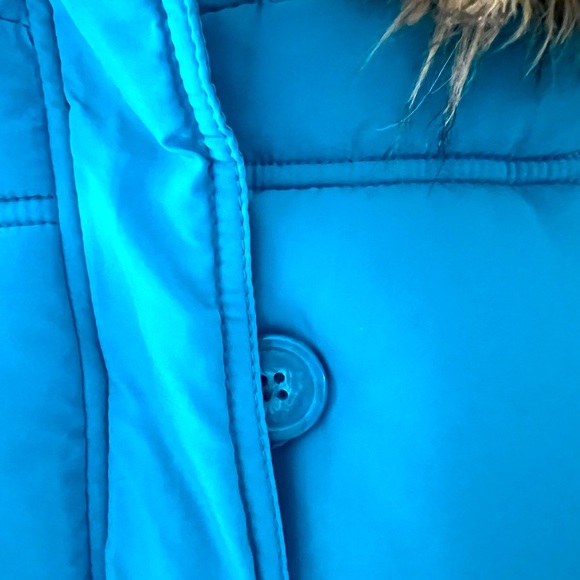 JUSTICE Vintage Puffer Coat Jacket w/detachable Faux Fur Hood Blue Sz 16 - Picture 7 of 15